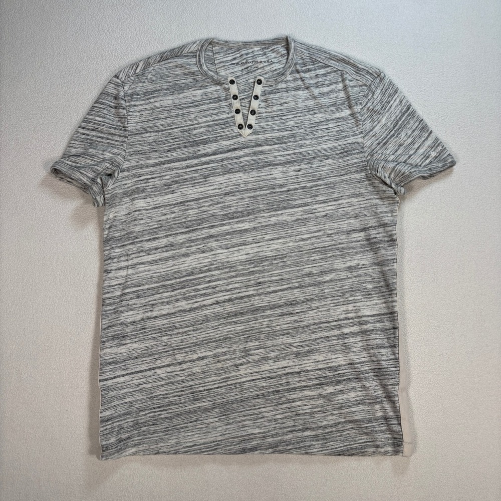 John Varvatos USA Grey Marled Henley Tee Short Sleeve Men’s Size S